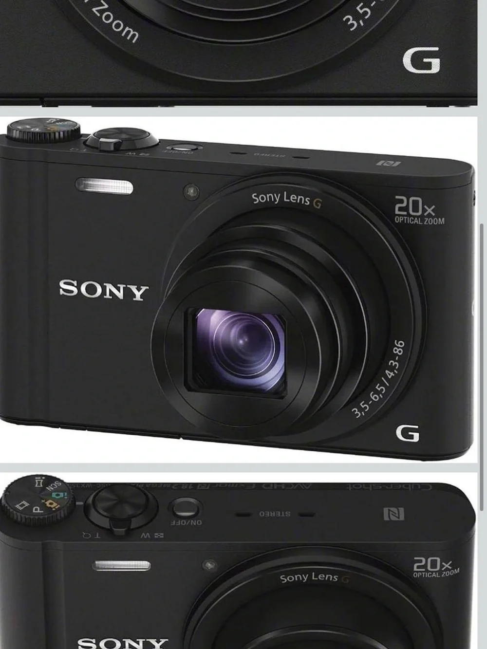 Sony DSC WX350 Cyber shot Black Compact Digital Camera with 20x Optical G Lens